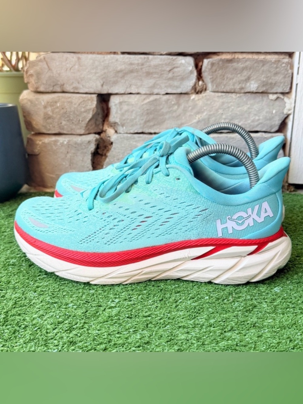 Hoka One One Women's Aqua Running Shoes with Coral Trim